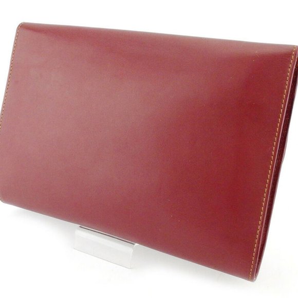 Cartier clutch bag mast line Bordeaux leather Auth used - Picture 13 of 16